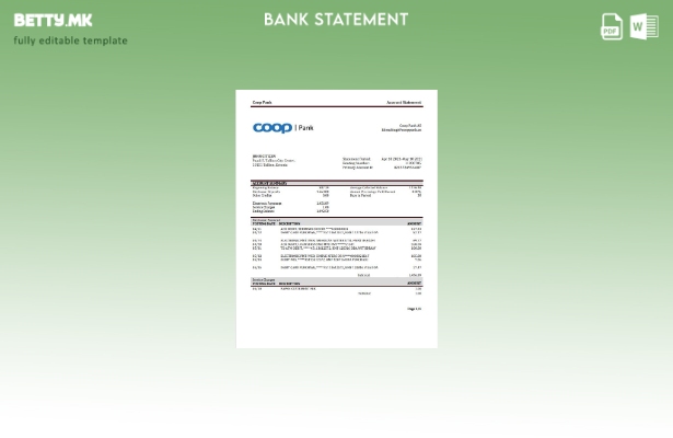 модерен стил Estonia Coop Pank Шаблон за збор за извод од банка за доказ за адре